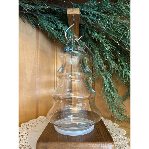 Vintage Libbey Clear Glass Medium Christmas Tree Jar Containers Plastic Bottom - Picture 1 of 4